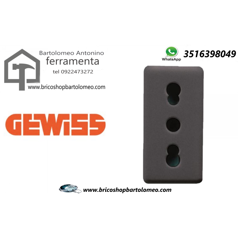 Italienische Steckdose 250V 16A – 2P+T Bivalent, 1 Modul, Schwarz Satiniert, Chorusmart